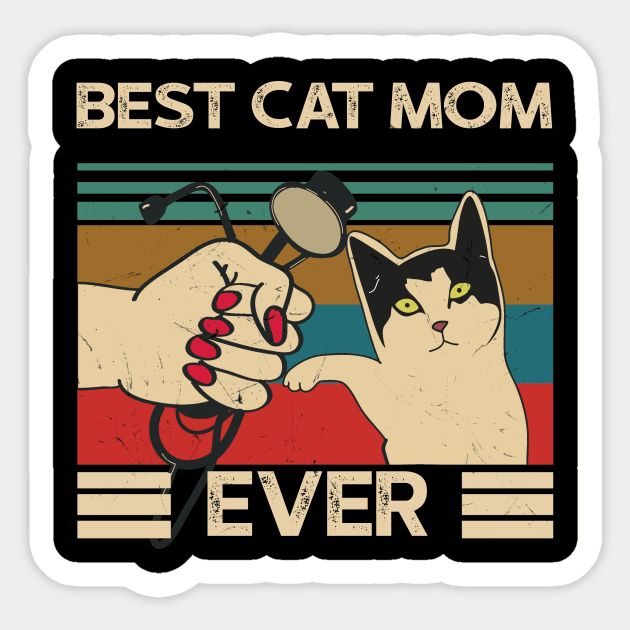 Vintage Best Cat Mom Ever CNA Nurse Mothers Gift Sticker by KiraT